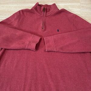 Polo Ralph Lauren Pullover Men’s 2XL Salmon Pink 1/4 Zip Sweater 100% Cotton Top